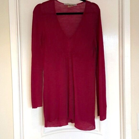 Athleta Tops - Athleta Fuscia linen blend long sleeve tunic Tulip Sleeves LG